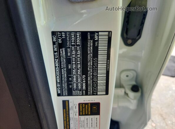 4JGDA5JB0JB025655 2018 MERCEDES-BENZ GLE Белый Вид наклейки с VIN-кодом