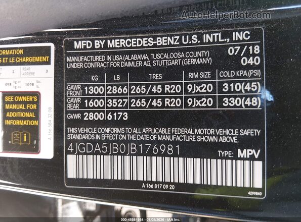 4JGDA5JB0JB176981 2018 MERCEDES-BENZ GLE 350 Black ძრავის განყოფილების ხედი