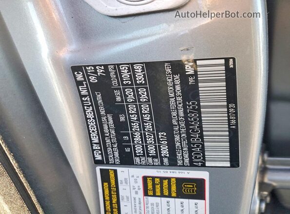 4JGDA5JB4GA658755 2016 MERCEDES-BENZ GLE Gray Vista del compartimento del motor
