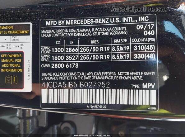 4JGDA5JB5JB027952 2018 MERCEDES-BENZ GLE 350 Black Շարժիչի բաժամունքի տեսք