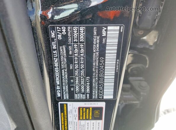 4JGDA5JB6JB004549 2018 MERCEDES-BENZ GLE Black VIN կոդի պիտակի տեսք