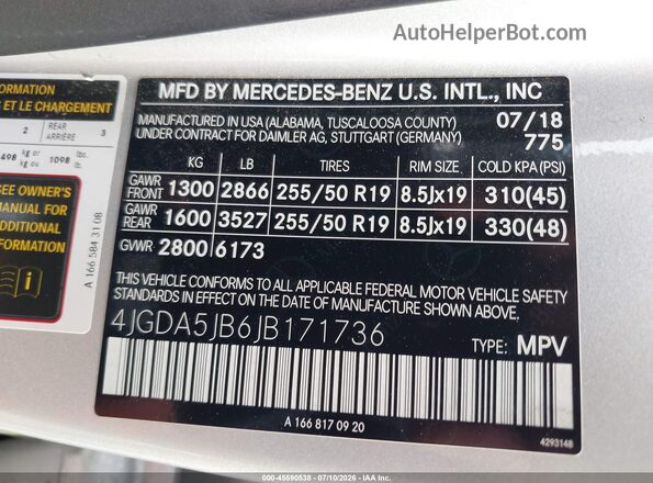 4JGDA5JB6JB171736 2018 MERCEDES-BENZ GLE 350 Silver Widok komory silnika