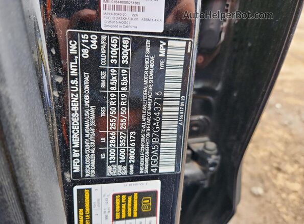 4JGDA5JB7GA643716 2016 MERCEDES-BENZ GLE Черный Вид подкапотного пространства
