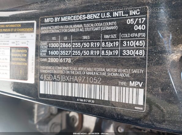 4JGDA5JBXHA971052 2017 MERCEDES-BENZ GLE 350 Black Вид підкапотного простору
