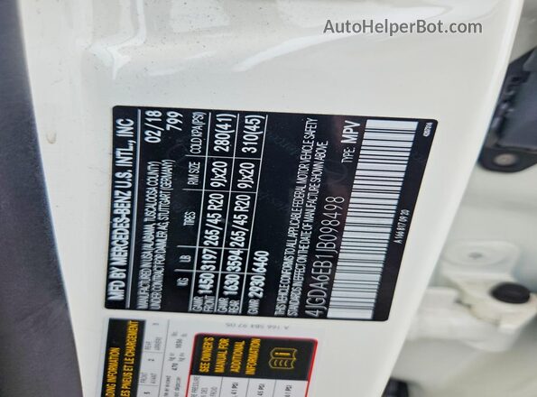 4JGDA6EB1JB098498 2018 MERCEDES-BENZ GLE Белый Вид подкапотного пространства