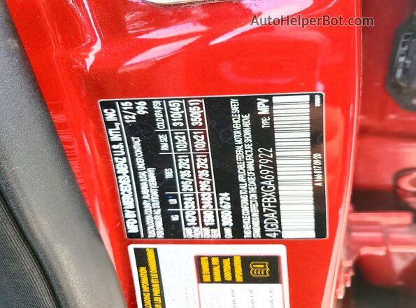 4JGDA7FBXGA697922 2016 MERCEDES-BENZ GLE Red Вид підкапотного простору