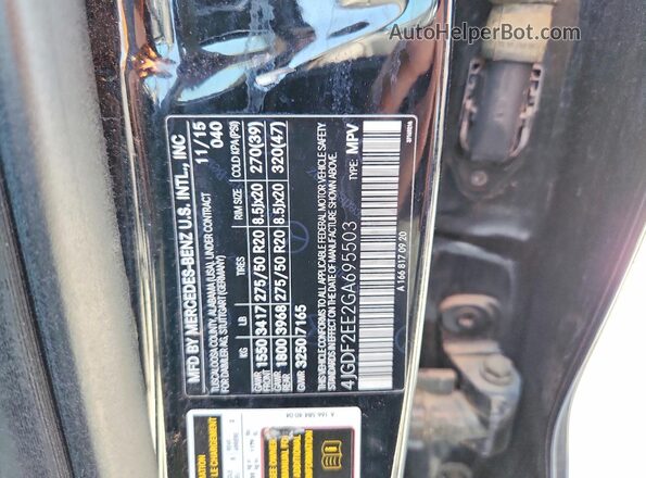 4JGDF2EE2GA695503 2016 MERCEDES-BENZ GL-CLASS Black VIN კოდის სტიკერის ხედი