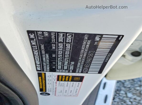4JGDF6EE1HA875872 2017 MERCEDES-BENZ GLS White Widok naklejki z numerem VIN