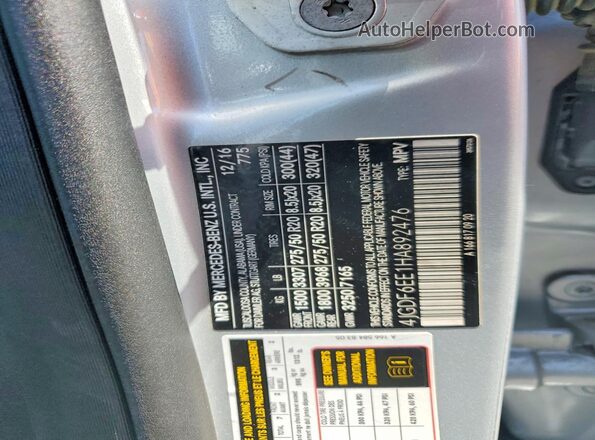 4JGDF6EE1HA892476 2017 MERCEDES-BENZ GLS Silver Widok naklejki z numerem VIN