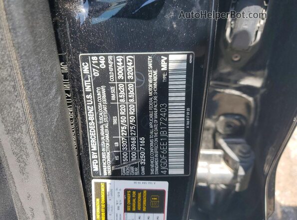 4JGDF6EE1JB172403 2018 MERCEDES-BENZ GLS Черный Вид наклейки с VIN-кодом