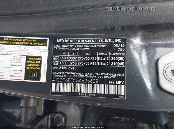 4JGDF6EE5GA635609 2016 MERCEDES-BENZ GL 450 Gray Engine compartment view