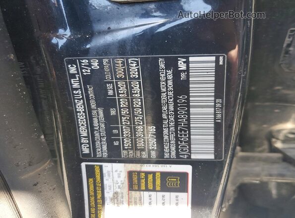 4JGDF6EE7HA890196 2017 MERCEDES-BENZ GLS Black Widok naklejki z numerem VIN