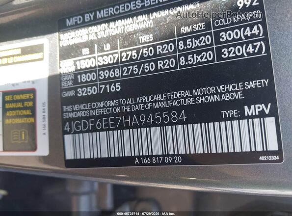 4JGDF6EE7HA945584 2017 MERCEDES-BENZ GLS 450 Gray Widok komory silnika