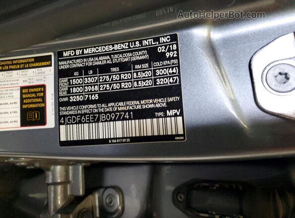 4JGDF6EE7JB097741 2018 MERCEDES-BENZ GLS Gray Vista interior de 360 grados