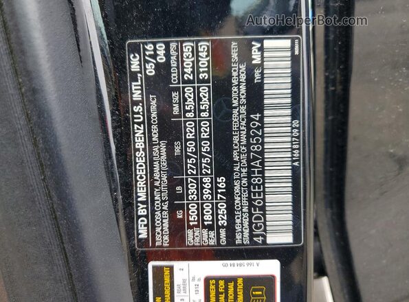 4JGDF6EE8HA785294 2017 MERCEDES-BENZ GLS Black Widok komory silnika