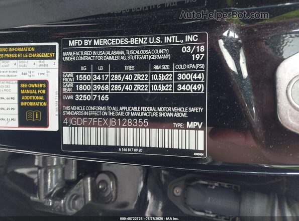 4JGDF7FEXJB128355 2018 MERCEDES-BENZ AMG GLS 63 Black Engine compartment view