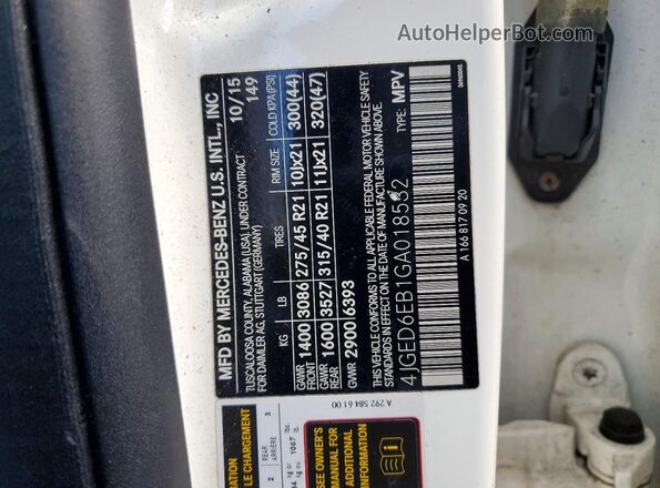 4JGED6EB1GA018532 2016 MERCEDES-BENZ GLE White Շարժիչի բաժամունքի տեսք
