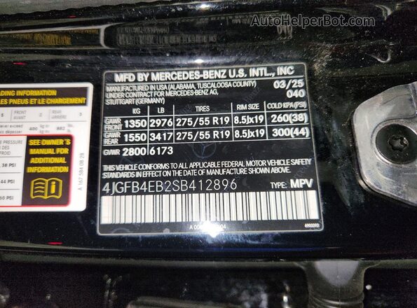 4JGFB4EB2SB412896 2025 MERCEDES-BENZ GLE Black 360 interior view