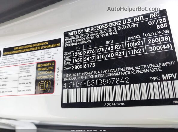 4JGFB4EB3TB507842 2026 MERCEDES-BENZ GLE 350 White Widok komory silnika