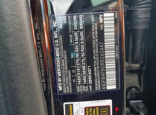4JGFB4FB0RB260447 2024 MERCEDES-BENZ GLE Черный Вид наклейки с VIN-кодом