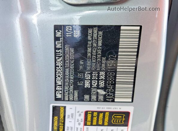 4JGFB4FB8RB115902 2024 MERCEDES-BENZ GLE Silver VIN կոդի պիտակի տեսք
