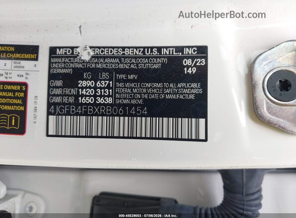 4JGFB4FBXRB061454 2024 MERCEDES-BENZ GLE 350 Белый Вид подкапотного пространства