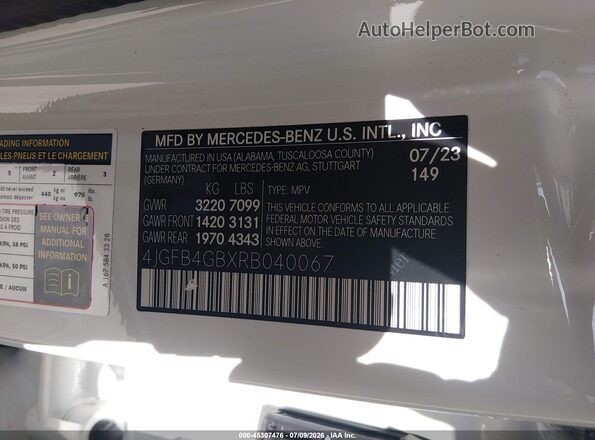 4JGFB4GBXRB040067 2024 MERCEDES-BENZ GLE 450 PLUG-IN HYBRID White Widok komory silnika