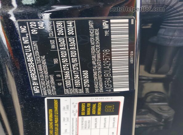 4JGFB4JB0LA295798 2020 MERCEDES-BENZ GLE Черный Вид подкапотного пространства