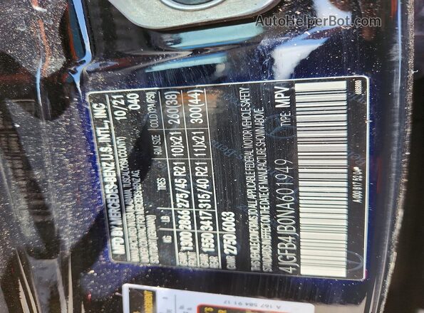 4JGFB4JB0NA601949 2022 MERCEDES-BENZ GLE Black VIN կոդի պիտակի տեսք