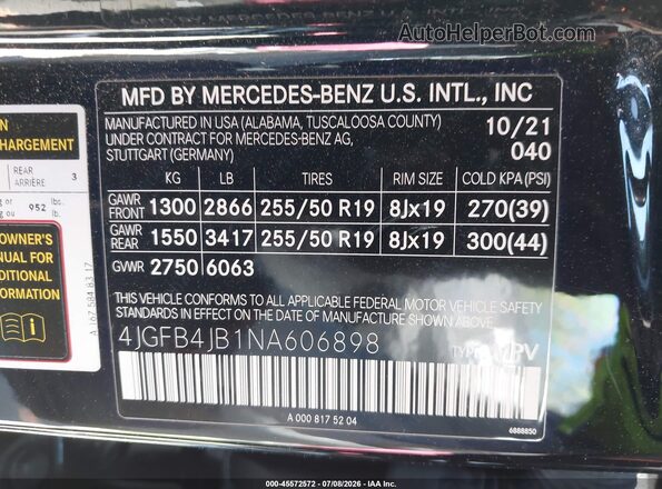 4JGFB4JB1NA606898 2022 MERCEDES-BENZ GLE 350 Черный Вид подкапотного пространства