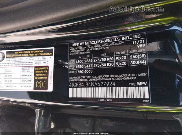 4JGFB4JB4NA627924 2022 MERCEDES-BENZ GLE 350 Green Widok komory silnika