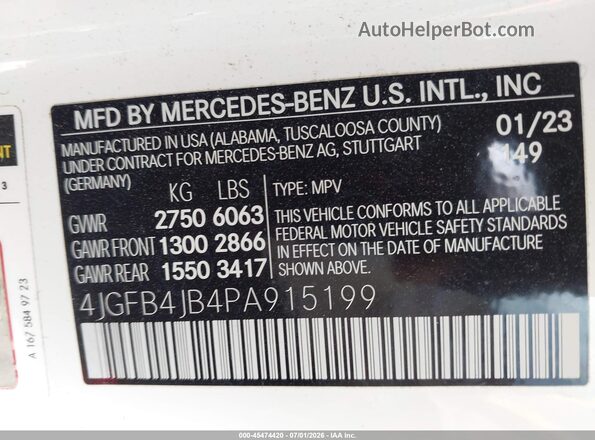 4JGFB4JB4PA915199 2023 MERCEDES-BENZ GLE 350 Белый Вид подкапотного пространства