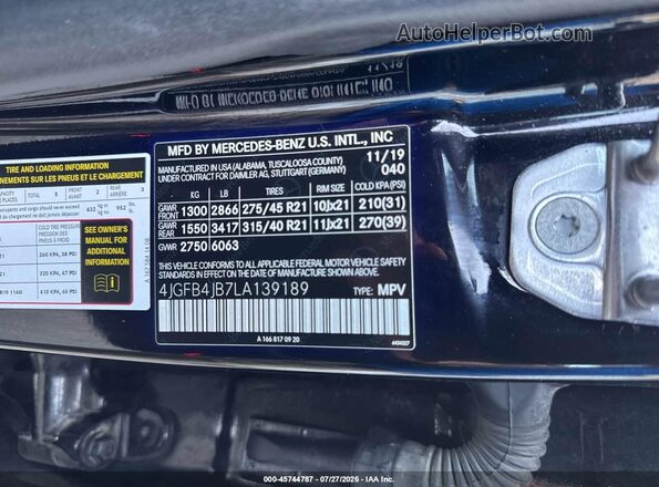 4JGFB4JB7LA139189 2020 MERCEDES-BENZ GLE 350 Black Vista del compartimento del motor