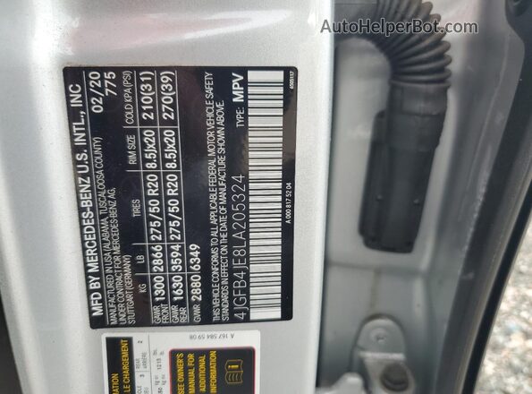 4JGFB4JE8LA205324 2020 MERCEDES-BENZ GLE Серебряный Вид подкапотного пространства