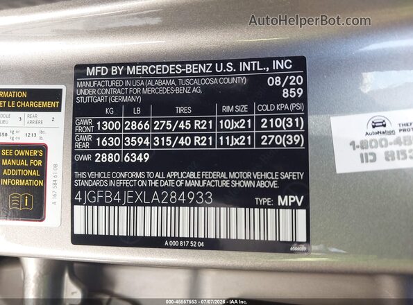 4JGFB4JEXLA284933 2020 MERCEDES-BENZ GLE 350 Gold Engine compartment view