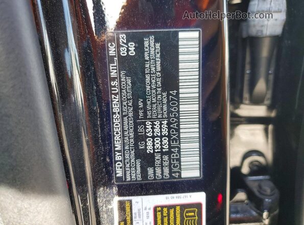 4JGFB4JEXPA956074 2023 MERCEDES-BENZ GLE Black Vista de la etiqueta del VIN