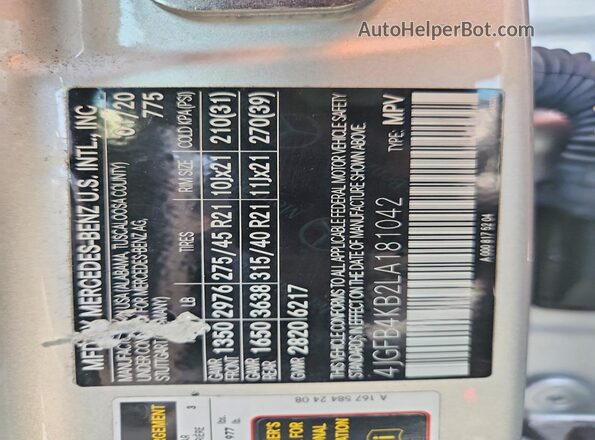 4JGFB4KB2LA181042 2020 MERCEDES-BENZ GLE Silver Widok komory silnika