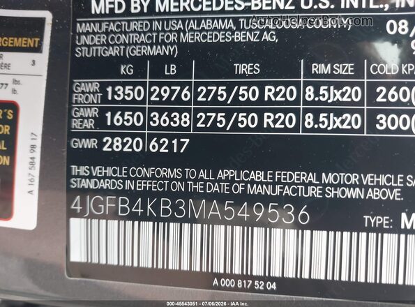 4JGFB4KB3MA549536 2021 MERCEDES-BENZ GLE 350 Pewter Widok komory silnika