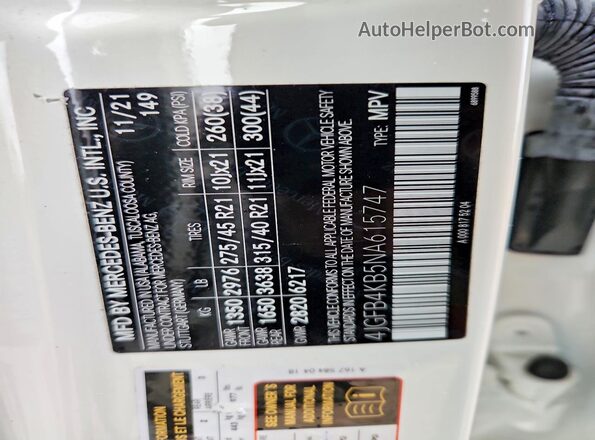 4JGFB4KB5NA615747 2022 MERCEDES-BENZ GLE White Սալոնի 360 աստիճան տեսք