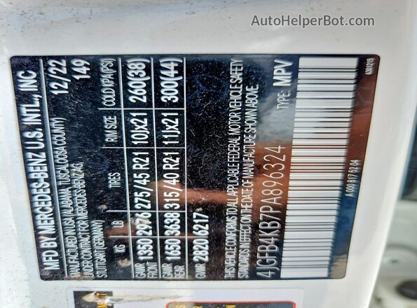 4JGFB4KB7PA896324 2023 MERCEDES-BENZ GLE Белый Панорамный вид салона 360°