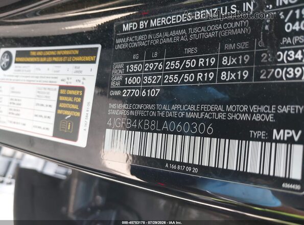 4JGFB4KB8LA060306 2020 MERCEDES-BENZ GLE 350 Black Շարժիչի բաժամունքի տեսք
