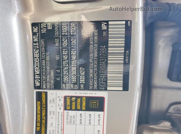 4JGFB4KBXMA317984 2021 MERCEDES-BENZ GLE Gold Engine compartment view