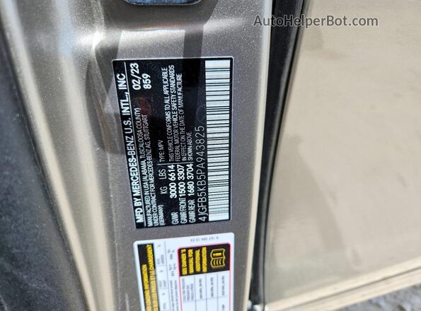 4JGFB5KB5PA943825 2023 MERCEDES-BENZ GLE Silver Widok naklejki z numerem VIN