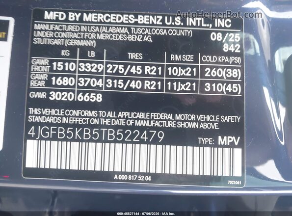 4JGFB5KB5TB522479 2026 MERCEDES-BENZ GLE 450 Синий Вид подкапотного пространства