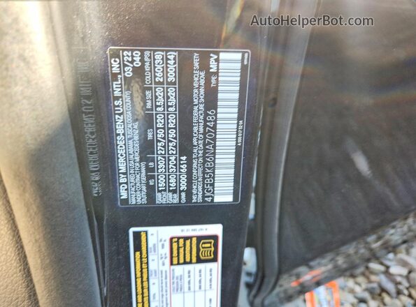 4JGFB5KB6NA707486 2022 MERCEDES-BENZ GLE Black Widok naklejki z numerem VIN