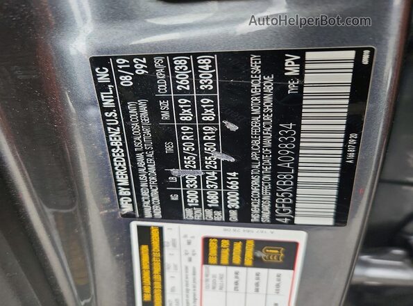 4JGFB5KB8LA098334 2020 MERCEDES-BENZ GLE Серый Вид подкапотного пространства
