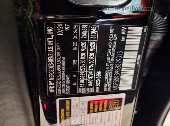 4JGFB5KB9SB329315 2025 MERCEDES-BENZ GLE Black Vista de la etiqueta del VIN