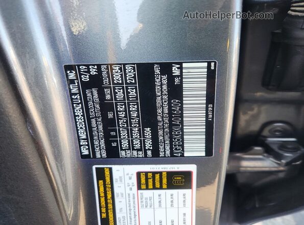 4JGFB5KBXLA016409 2020 MERCEDES-BENZ GLE Gray ძრავის განყოფილების ხედი