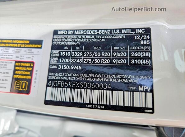 4JGFB5KEXSB360034 2025 MERCEDES-BENZ GLE White Vista del compartimento del motor