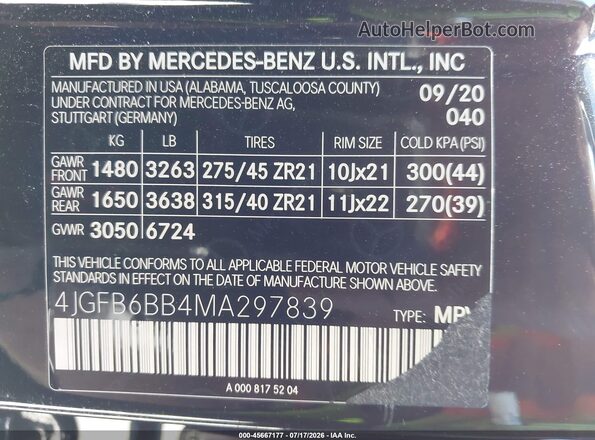 4JGFB6BB4MA297839 2021 MERCEDES-BENZ AMG GLE 53 Black Engine compartment view